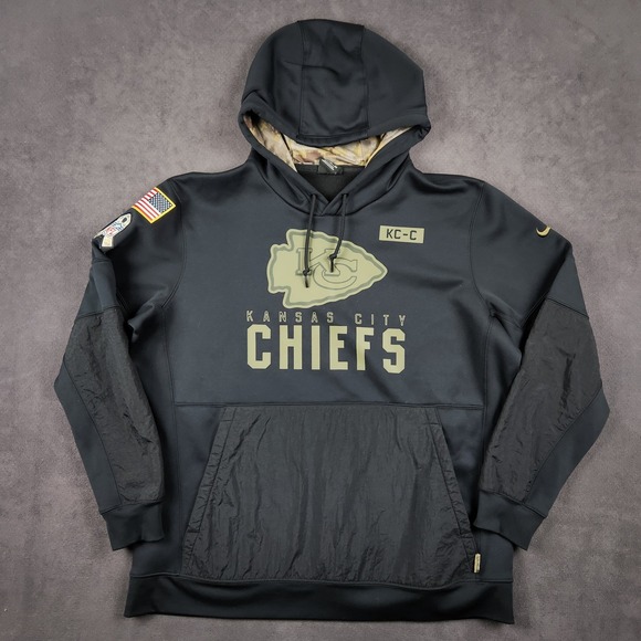 Kansas City Chiefs Salute To Service Hoodie Mens XXL Black Nike Dri-FIt Pullover